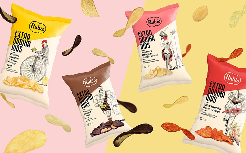 薯片包裝設(shè)計(jì)，休閑食品系列插畫包裝設(shè)計(jì)