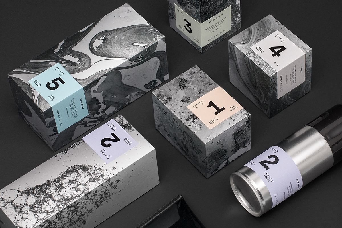 男士剃須系列產品包裝設計，包括全套的護膚化妝品