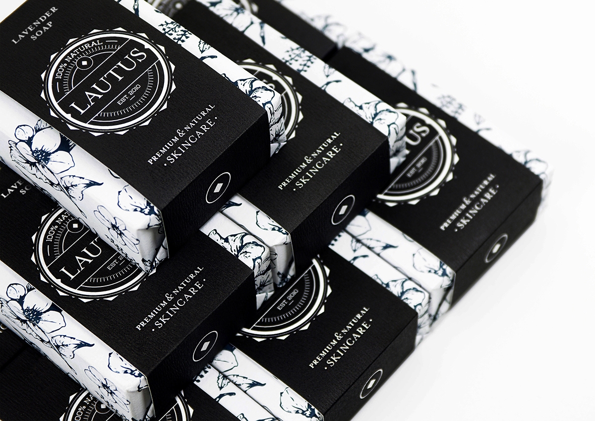 化妝品護膚產品包裝設計— 百分之百天然手工皂，沐浴露和洗滌液品牌包裝設計
